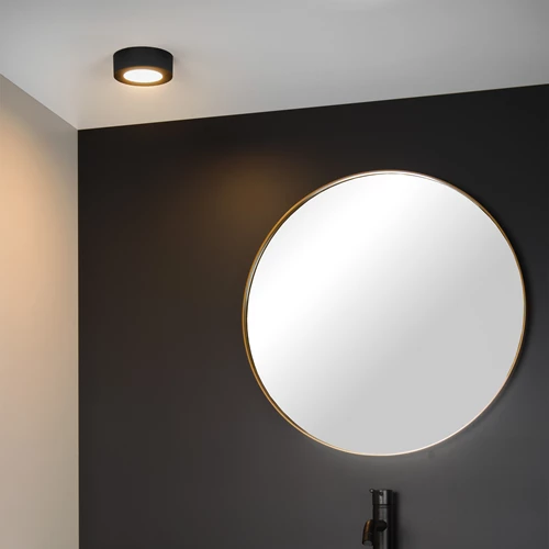 Lucide BRICE-LED - Deckenleuchte Badezimmer - Ø 11,7 cm - LED Dim. - 1x8W 3000K - IP44 - Schwarz - Atmosphäre 1
